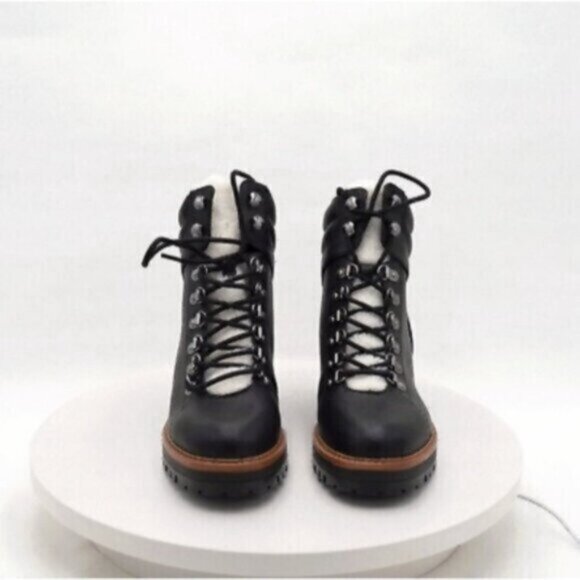 MARC FISHER Limited Edition "IDELLA" Shearling Hiking Lug Leather Buckle Boot- 9 - Picture 6 of 16